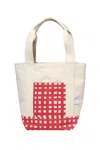 Dance Happy Designs Women's Grid Mini Tote Bag In Ivory/red