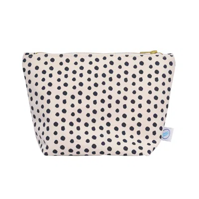 Dance Happy Designs Women's Tiny Dots Cosmetic Bag In Beige/dark Slate In Multi