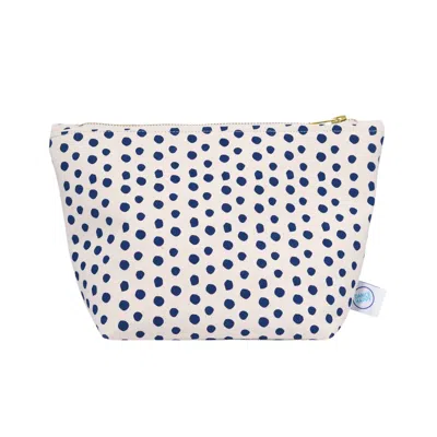 Dance Happy Designs Women's Tiny Dots Cosmetic Bag In Beige/navy
