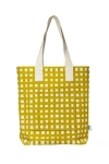 Dance Happy Grid Carry All Tote Bag In Golden Flax