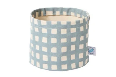 Dance Happy Grid Round Bin/canvas Planter In Blue