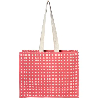 Dance Happy Micro Grid Mini Shopper Tote Bag In Coral