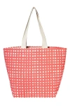 Dance Happy Micro Grid Wide Tote Bag In Coral
