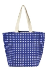 Dance Happy Micro Grid Wide Tote Bag In Dark Navy