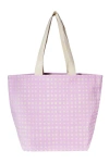 Dance Happy Micro Grid Wide Tote Bag In Lilac