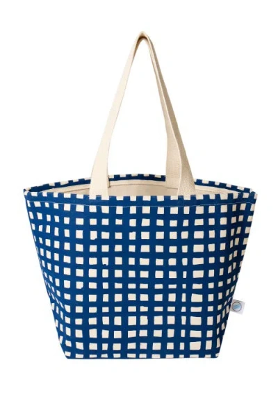 Dance Happy Grid Wide Tote Bag In Navy