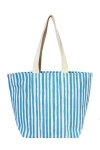 Dance Happy Stripes Wide Tote Bag In Azure