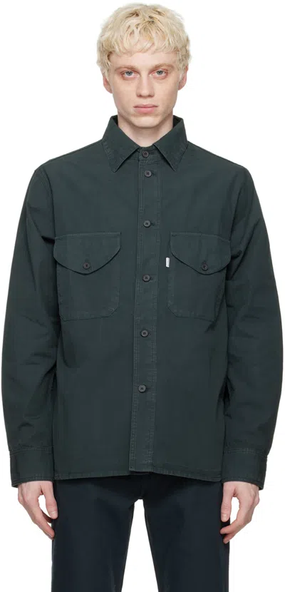 Dancer Green Double Pocket Shirt In Washed Black