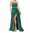 Dancing Queen Beaded Waist Prom Dress In Hunter Green In Green