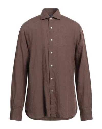 Dandylife By Barba Man Shirt Khaki Size 17 ½ Linen In Beige