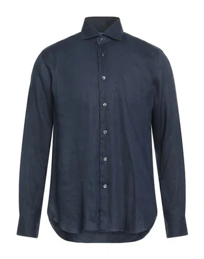 Dandylife By Barba Man Shirt Midnight Blue Size 16 ½ Linen
