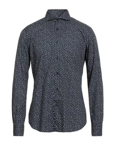 Dandylife By Barba Man Shirt Midnight Blue Size 17 Cotton In Black