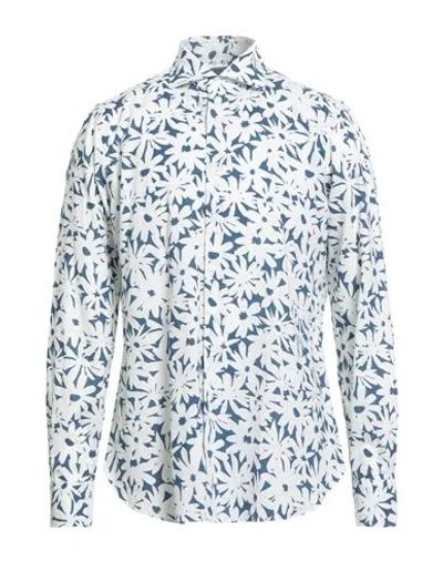 Dandylife By Barba Man Shirt Slate Blue Size 16 ½ Linen, Cotton