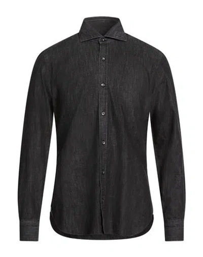 Dandylife By Barba Napoli Man Denim Shirt Black Size 15 Cotton
