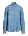 Dandylife By Barba Napoli Man Denim Shirt Blue Size 17 ½ Cotton, Linen In Blue