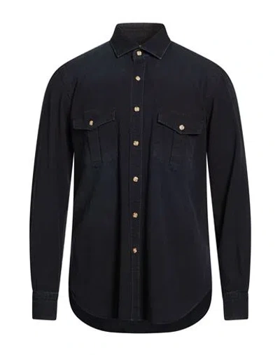 Dandylife By Barba Napoli Man Denim Shirt Midnight Blue Size 16 Cotton