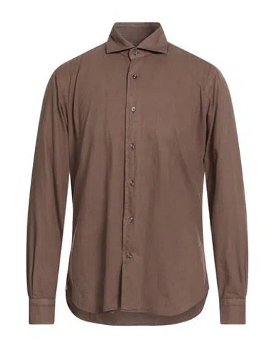 Dandylife By Barba Napoli Man Shirt Brown Size 15 ¾ Cotton