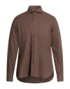 Dandylife By Barba Napoli Man Shirt Chocolate Brown Size 16 Cotton In Brown
