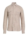 Dandylife By Barba Napoli Man Shirt Khaki Size 15 ½ Linen In Sand