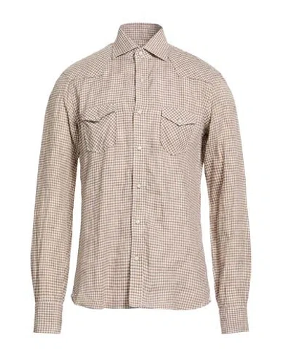 Dandylife By Barba Napoli Man Shirt Khaki Size 15 ½ Linen In Sand