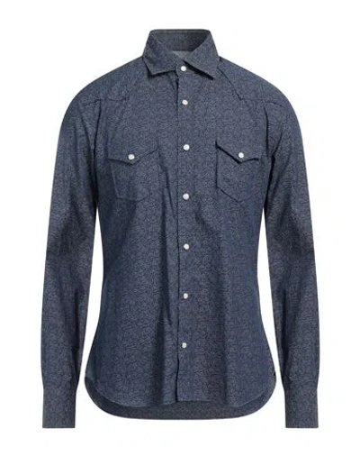 Dandylife By Barba Napoli Man Shirt Midnight Blue Size 15 ¾ Cotton