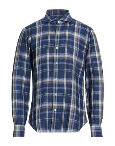 Dandylife By Barba Napoli Man Shirt Navy Size 15 ¾ Linen In Blue