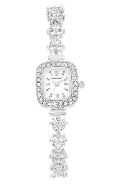 Danecraft Crystal Mother-of-pearl Quartz Bracelet Watch, 20mm In Silver