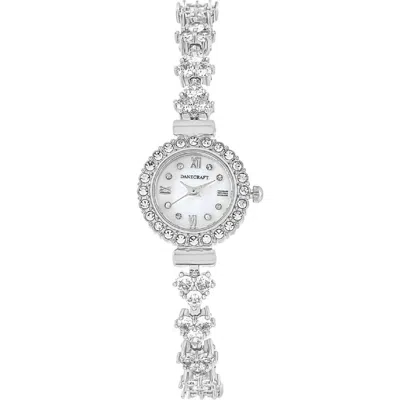 Danecraft Crystal Mother-of-pearl Quartz Bracelet Watch, 23mm In Silver