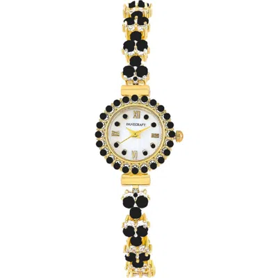 Danecraft Crystal Mother-of-pearl Quartz Bracelet Watch, 23mm In Gold