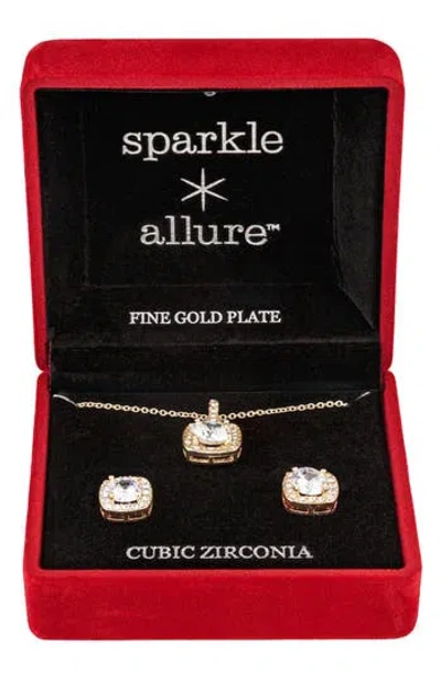 Danecraft Cubic Zirconia Pendant Necklace & Stud Earrings Set In Gold