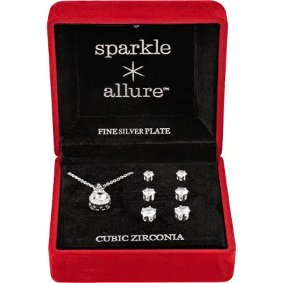 Danecraft Cubic Zirconia Pendant Necklace & Stud Earrings Set In Silver