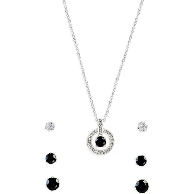 Danecraft Cubic Zirconia Stud Earrings & Pendant Necklace Set In Metallic