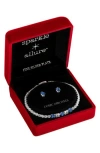 Danecraft Cubic Zirconia Tennis Bracelet & Stud Earrings Set In Silver