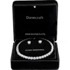 Danecraft Cubic Zirconia Tennis Bracelet & Stud Earrings Set In Silver
