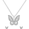 Danecraft Cz Butterfly Pendant Necklace & Earrings Set In Silver