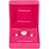 Danecraft Faux Pearl Heart Pendant Necklace & Stud Earrings Set In Gold
