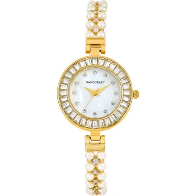 Danecraft Mother-of-pearl Quartz Bracelet Watch, 20mm In Gold