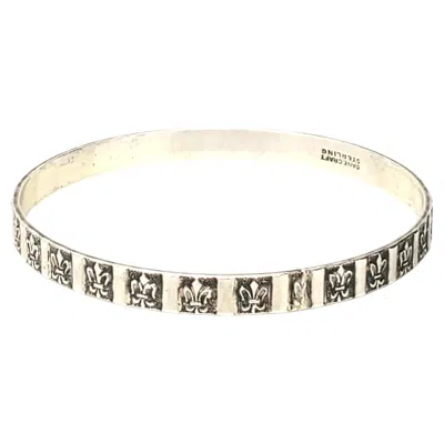 Pre-owned Danecraft Sterling Silver Fleur-de-lis Bangle Bracelet #24389 In Multi