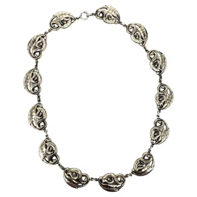 Pre-owned Danecraft Sterling Silver Floral Lily Link Necklace #24471 In Multi