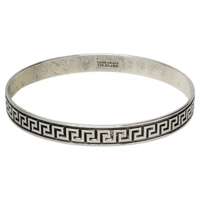 Pre-owned Danecraft Sterling Silver Greek Key Bangle Bracelet #24390 In Multi