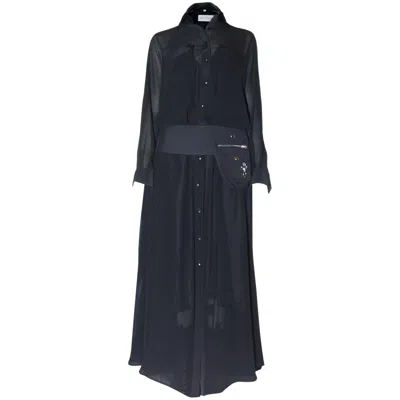 Daneh Women's Black Chiffon Shirt Dress