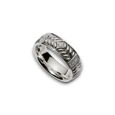 Daneila Léon Women's Persian Shield Unisex Silver Band With Lab Diamonds In Metallic