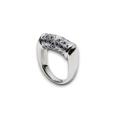 Daneila Léon Women's Silver Persian Shield Unisex Ring With Natural Blue Sapphires In Neutral