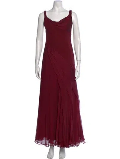 Pre-owned Danes Square Neckline Long Dress In Red