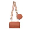 Dani & Em Lucy Patterned Strap Crossbody Bag In Cognac In Brown