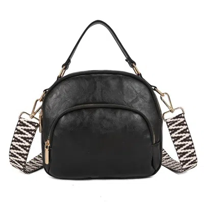 Dani & Em Navi Patterned Strap Crossbody Bag In Black