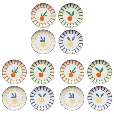 Danica Brands Set Of 12 Appie Plates Citrus Burst In Orange