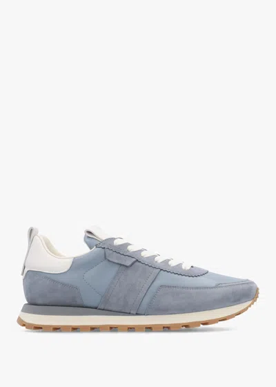 Daniel Aimie Blue Leather Runner Trainers In Multi