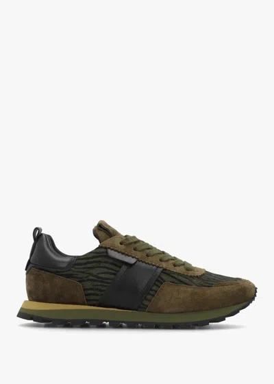 Daniel Aimie Green Suede & Pony Hair Runner Trainers In Neutral