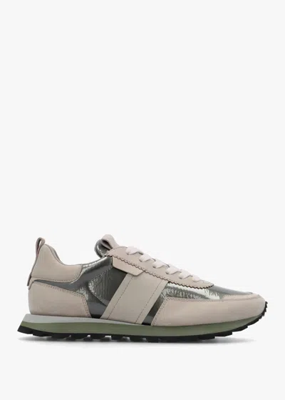 Daniel Aimie Grey Suede Metallic Leather Runner Trainers In Gray